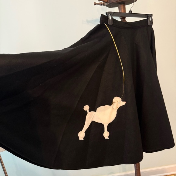 Vintage Handmade Black Felt Poodle Skirt 1950s Grease Costume Play Women's Sz S - Picture 7 of 9
